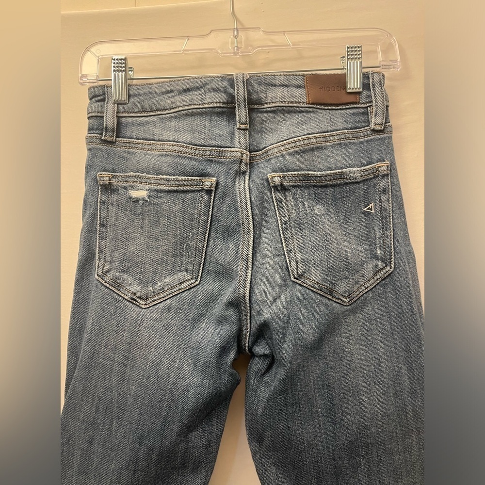 HIDDEN Distressed Flattering High Waist Ankle Straight Leg Faded Wash Jeans 24 - Picture 4 of 12